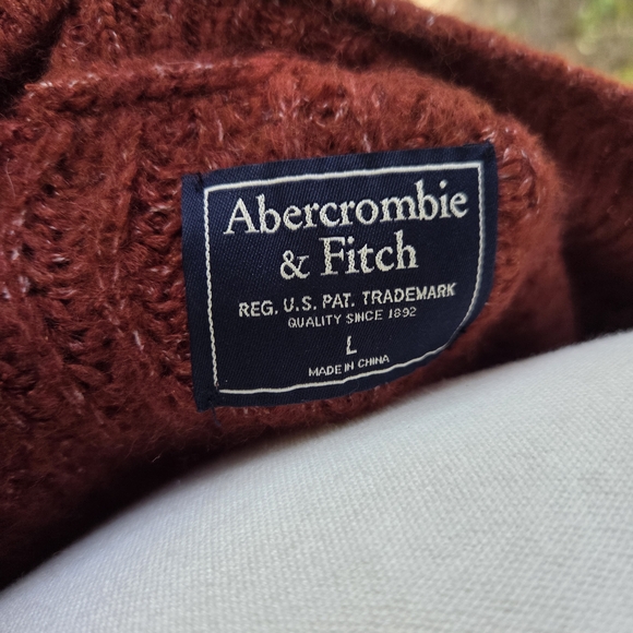 Abercrombie And Fitch Women's V-Neck Rust Cable Knit Sweater Size Large - Picture 4 of 5